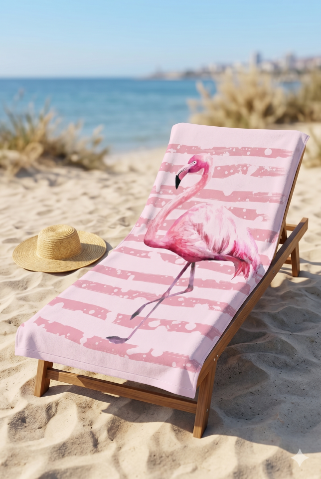 Dijital Baskılı Plaj Havlusu 70x150cm Flamingo